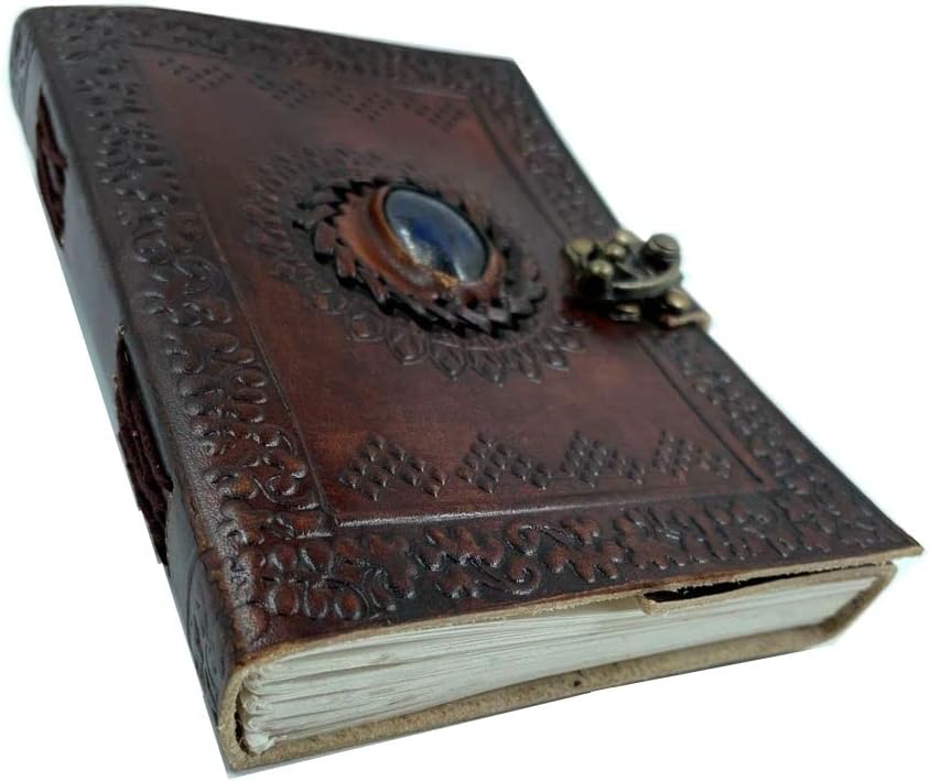 OVERDOSE Lapis Stone Journal With Brass C-Lock - Handmade Journal For Students 5/7