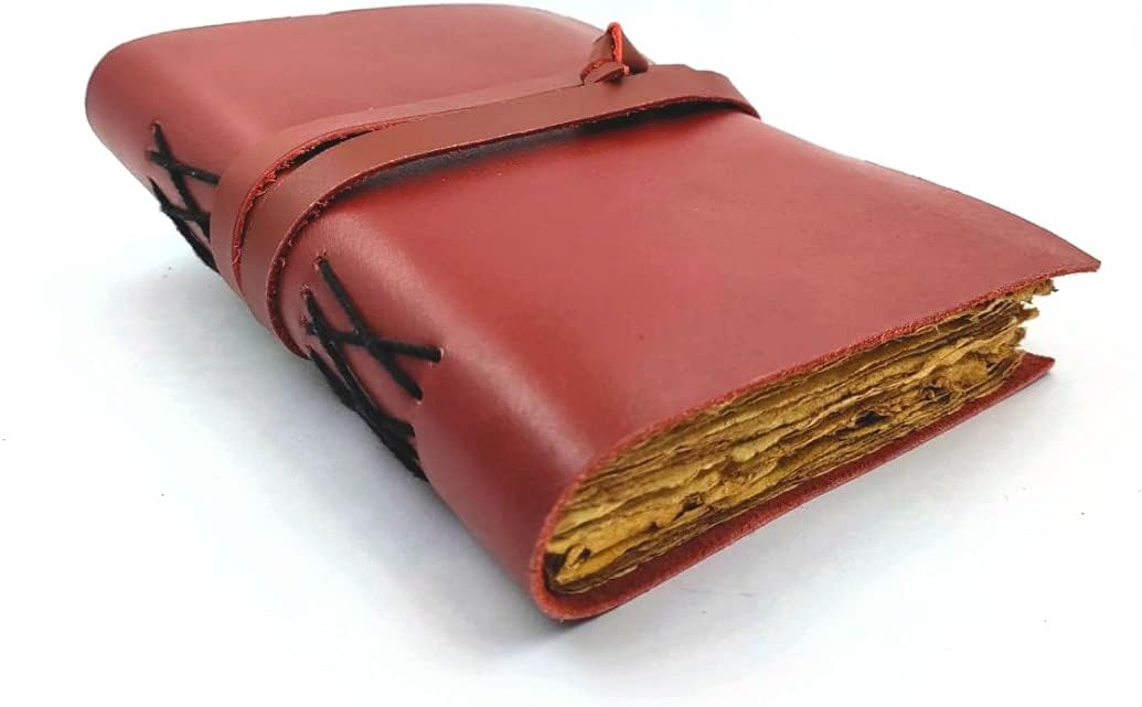 OVERDOSE Deckle Red Leather Journal 5/7