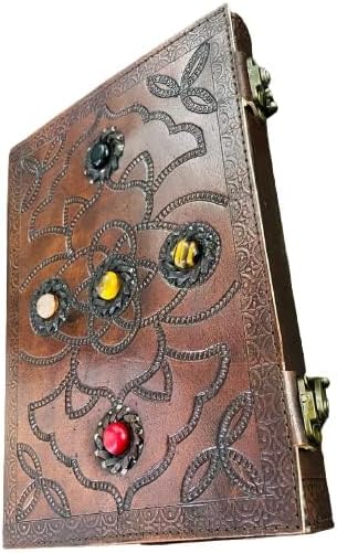 OVERDOSE Hand Embossed 5 Stone Leather Journal - Handmade Antique Stone Notebook 7/10