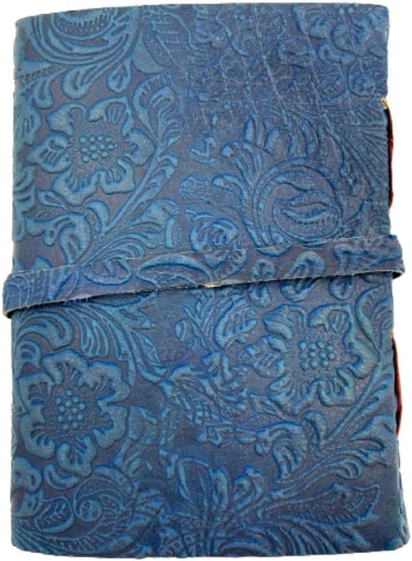OVERDOSE Handcrafted Blue Flower Antique Journal with Treasure Key Closure 5/7