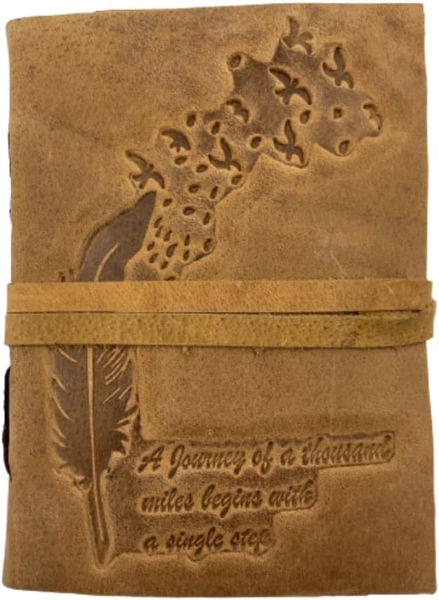 OVERDOSE Deckle Yellow Buff Leaf Leather Journal 5/7