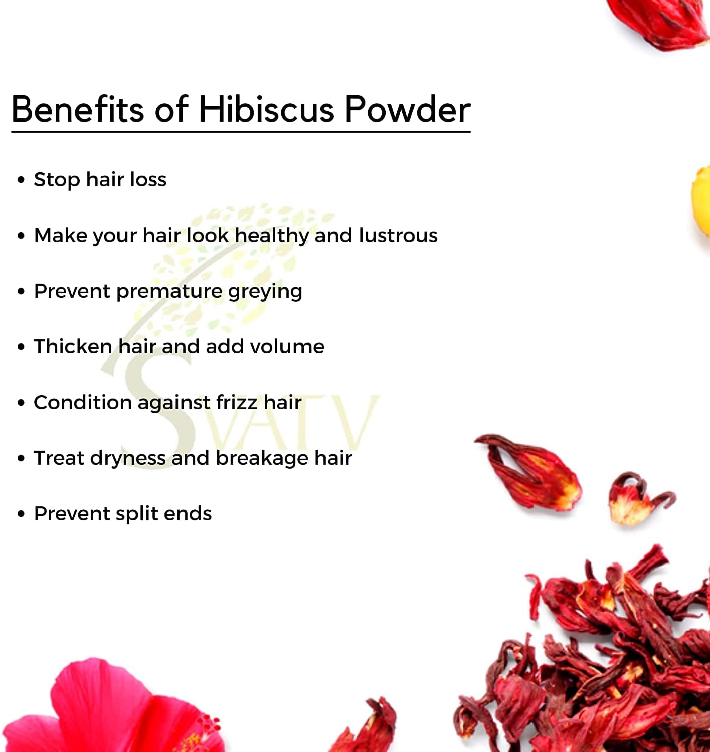SVATV Hibiscus Powder | Sabdariffa | Rosa Sinensis | Natural Powder for Hair & Skin | 227gm (8_oZ)
