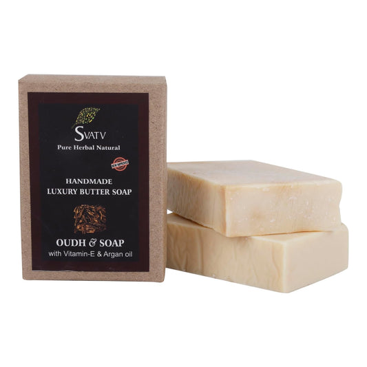 SVATV Handcrafted Soap With Natural, Soothing Herbs Of OUDH & VITAMIN-E Pack of 2 (125gm)