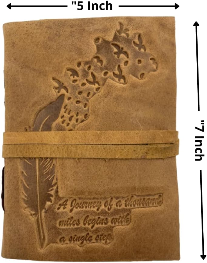 OVERDOSE Deckle Yellow Buff Leaf Leather Journal 5/7