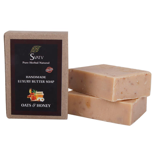SVATV Soap With Natural, Soothing Herbs Of HONEY & OATS Pack of 2 (125gm)