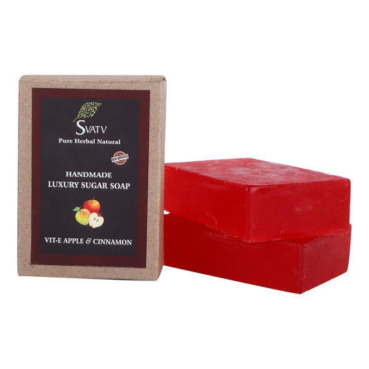 SVATV Handcrafted Soap With Natural, Soothing Herbs Of VIT-E, APPLE & CINNAMON Pack of 2 (125gm)