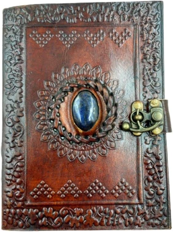 OVERDOSE Lapis Stone Journal With Brass C-Lock - Handmade Journal For Students 5/7