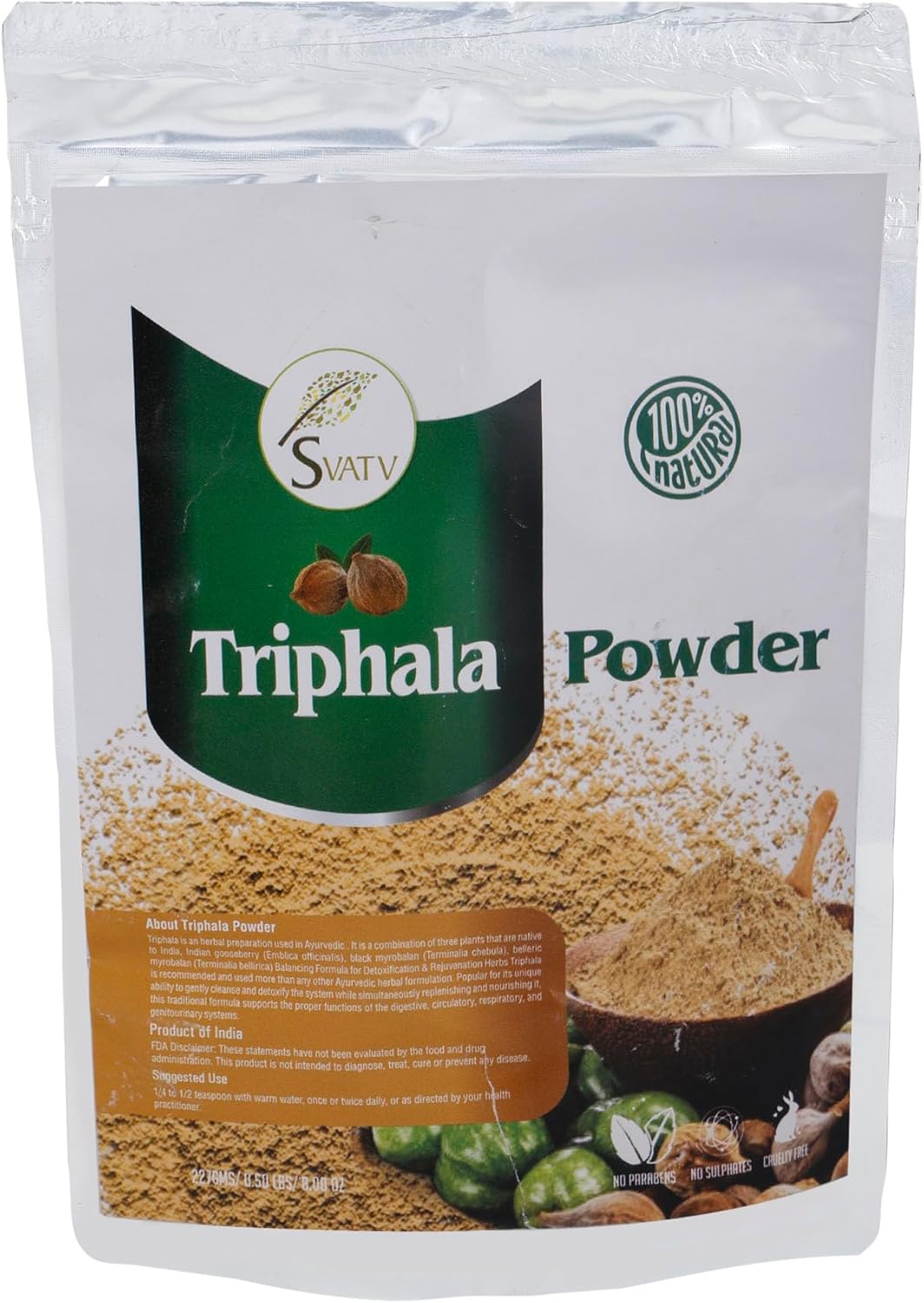 SVATV Triphala Powder 227g Formula of Amla, Haritaki & Bibhitaki – 8 Oz