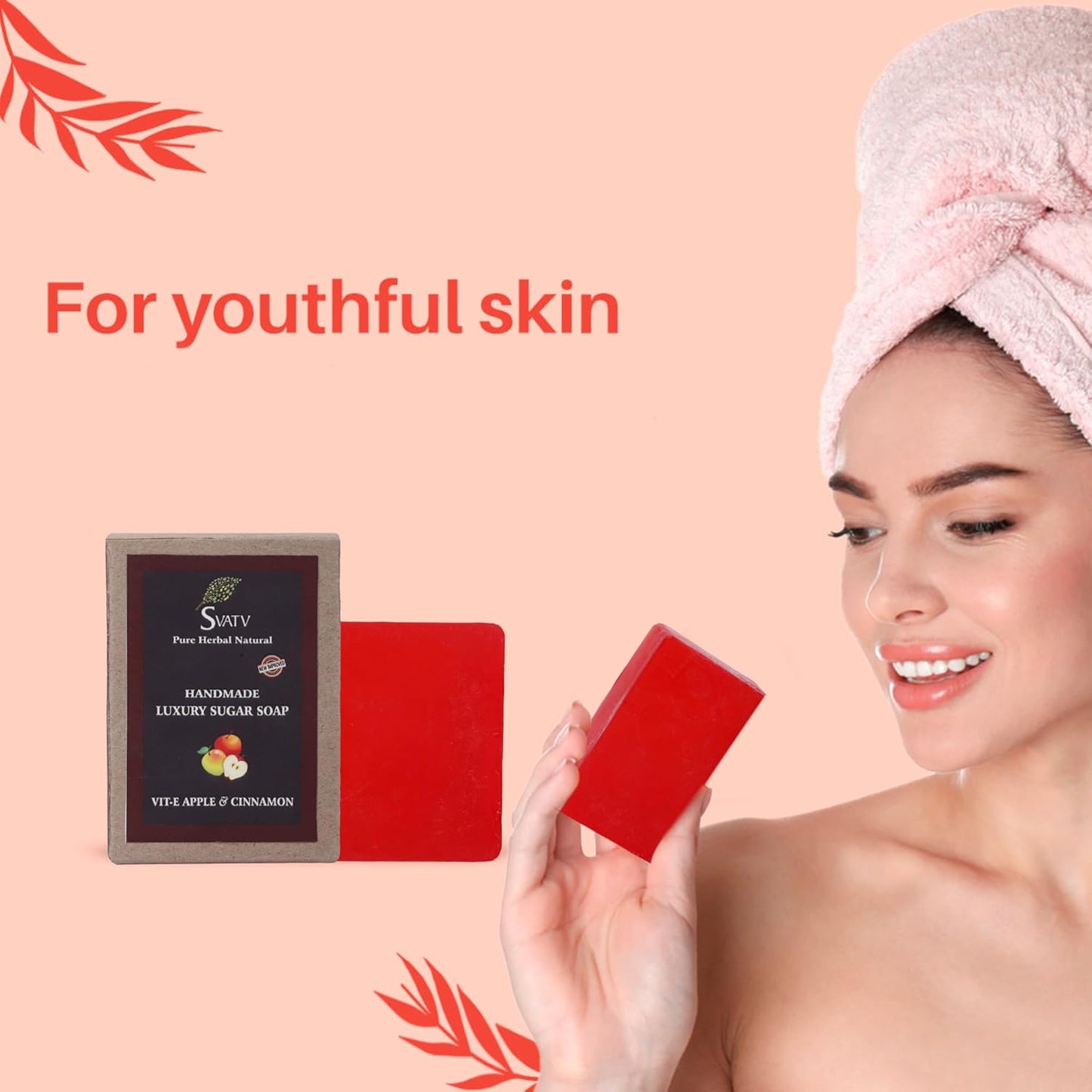 SVATV Handcrafted Soap With Natural, Soothing Herbs Of VIT-E, APPLE & CINNAMON Pack of 2 (125gm)