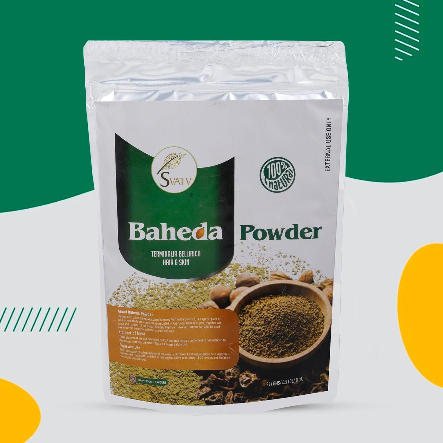 SVATV Baheda Powder | Bibhitaki | Terminal Bellírica | For Hair 227gm (8_oZ)