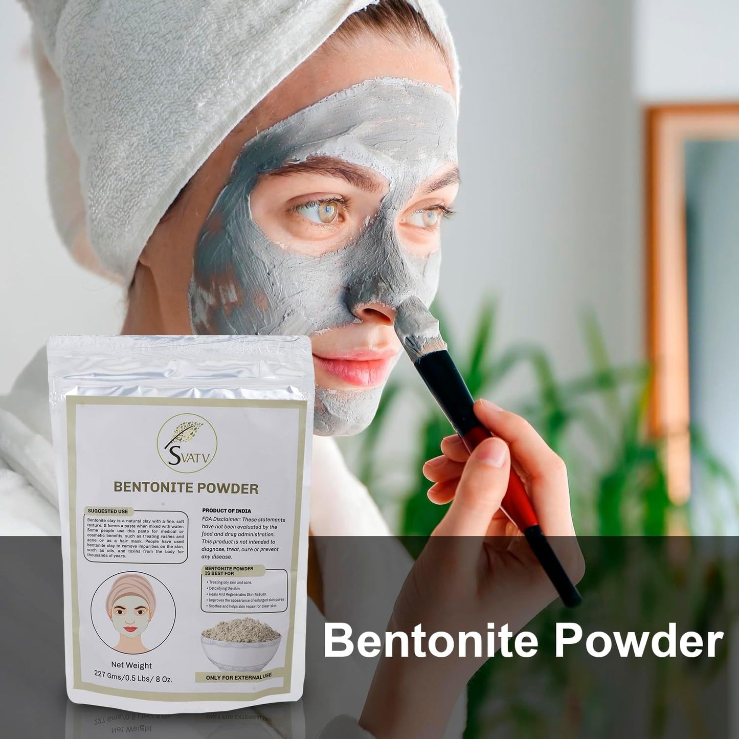 SVATV Bentonite White Clay Powder Natural Face Packs For Skin 227gm