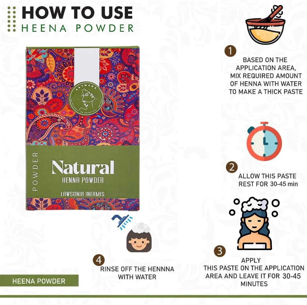 AATMANA Natural Henna Powder | Lawsonia Inermis | Men and Women Natural Hair Color - 100 Grams- 100 Grams