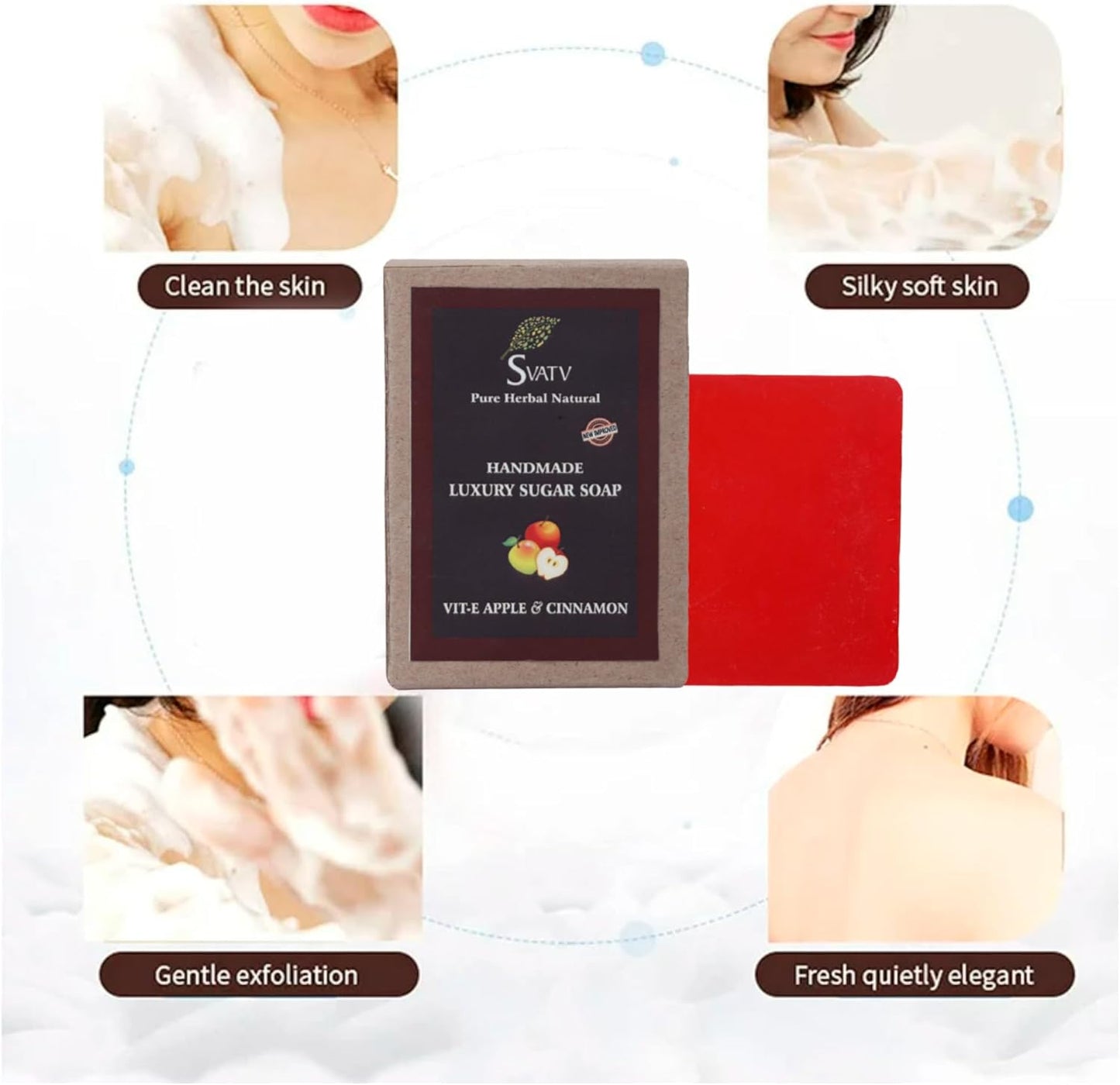 SVATV Handmade savon with natural, soothing herbs of Vitamin-E & Apple Cinnamon 125gm