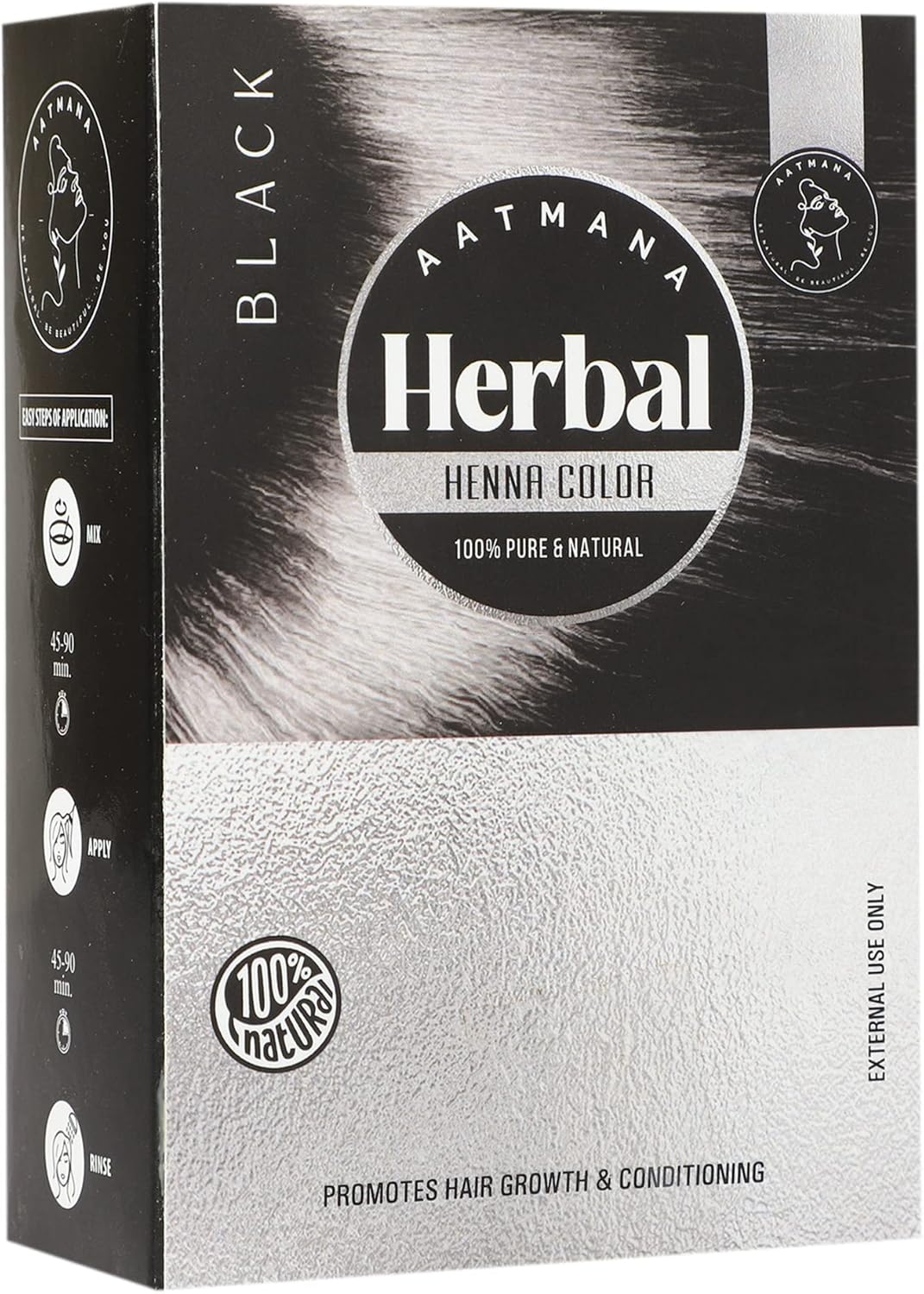AATMANA Herbal Black Henna Hair Dye with Goodness of 9 Herbs 100gm