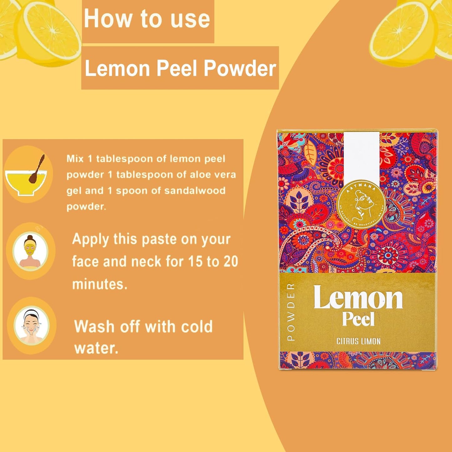 AATMANA Lemon Peel Powder | For Skin 100gm