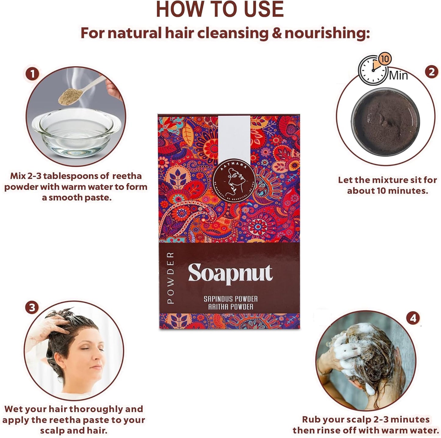 AATMANA Soapnut Powder | Reetha | Aritha Powder For Natural Hair Care | 100gm