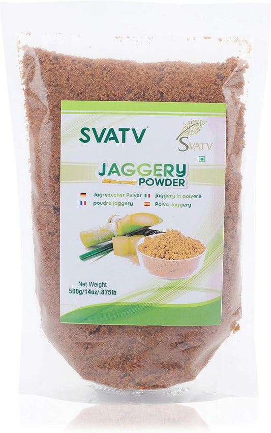 SVTAV Jaggery Powder, Hand-Grinded Gur Powder | Natural Sweetener | 500gm (16_oZ)