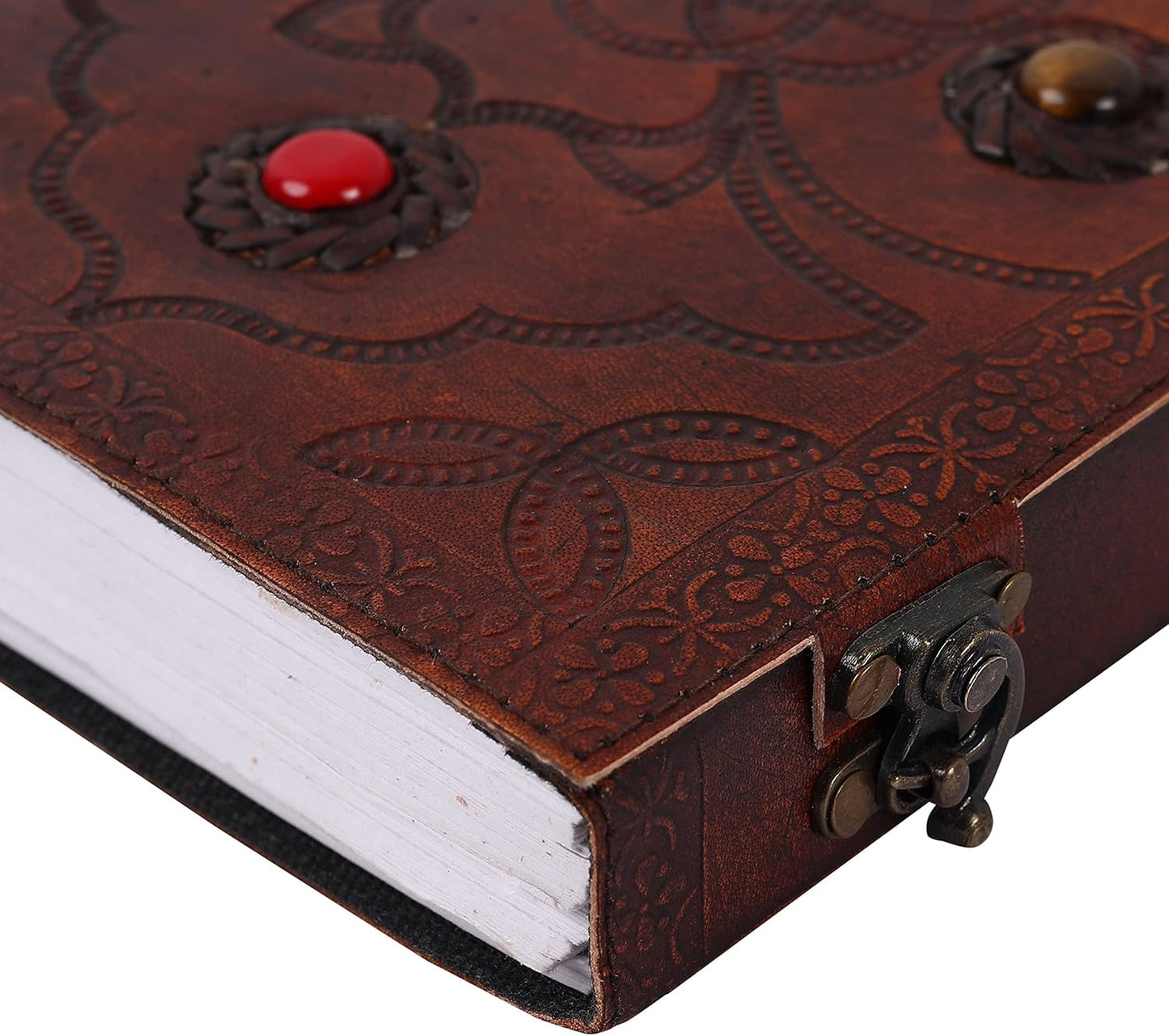 OVERDOSE Hand Embossed 5 Stone Leather Journal - Handmade Antique Stone Notebook 7/10