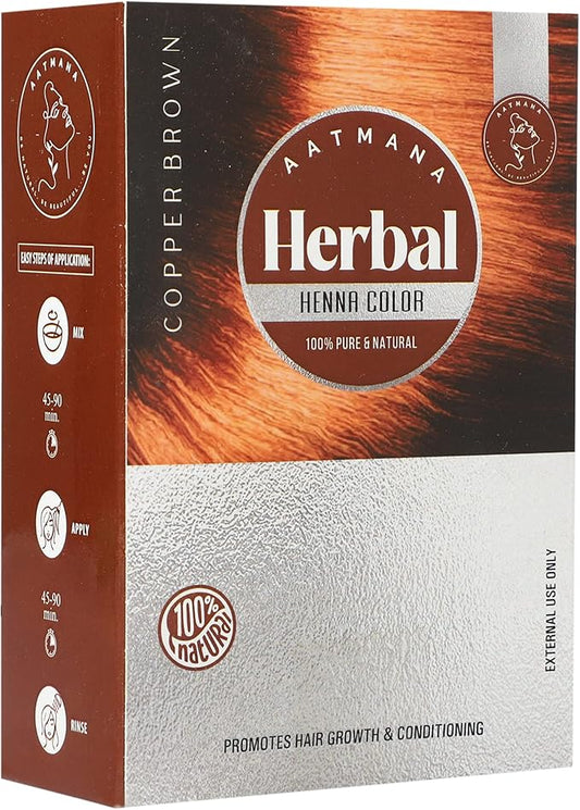 AATMANA Copper Brown Herbal Henna Hair Dye with Goodness of 9 Herbs 100gm