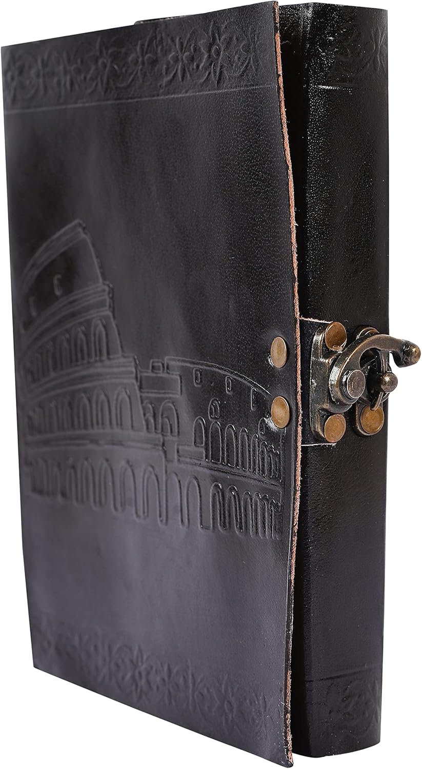 OVERDOSE Colosseum Black Leather Journal - Handmade Journal Leather 5/7