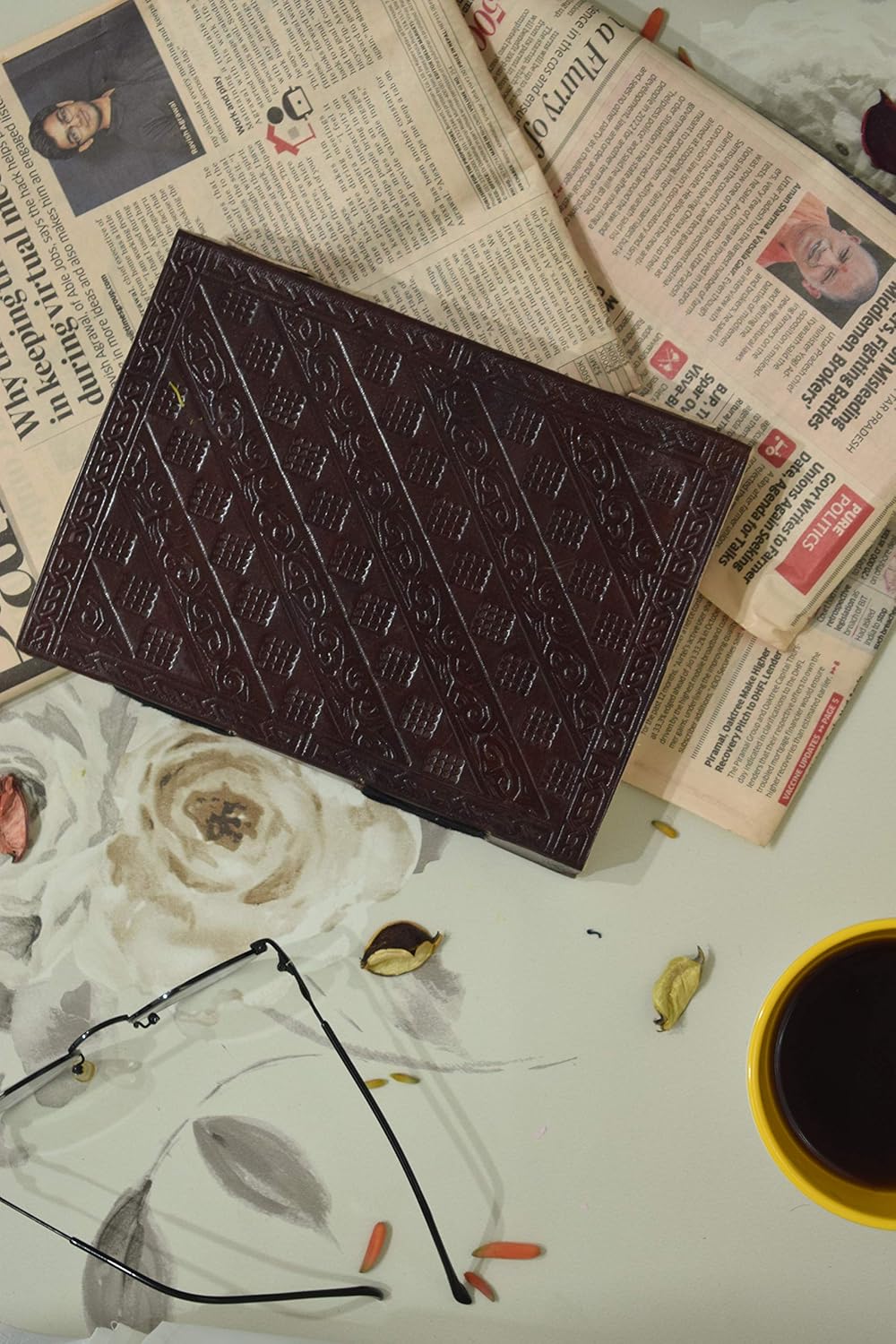 OVERDOSE Pankh with Stone/Feather with Stone Leather Journal 6/8