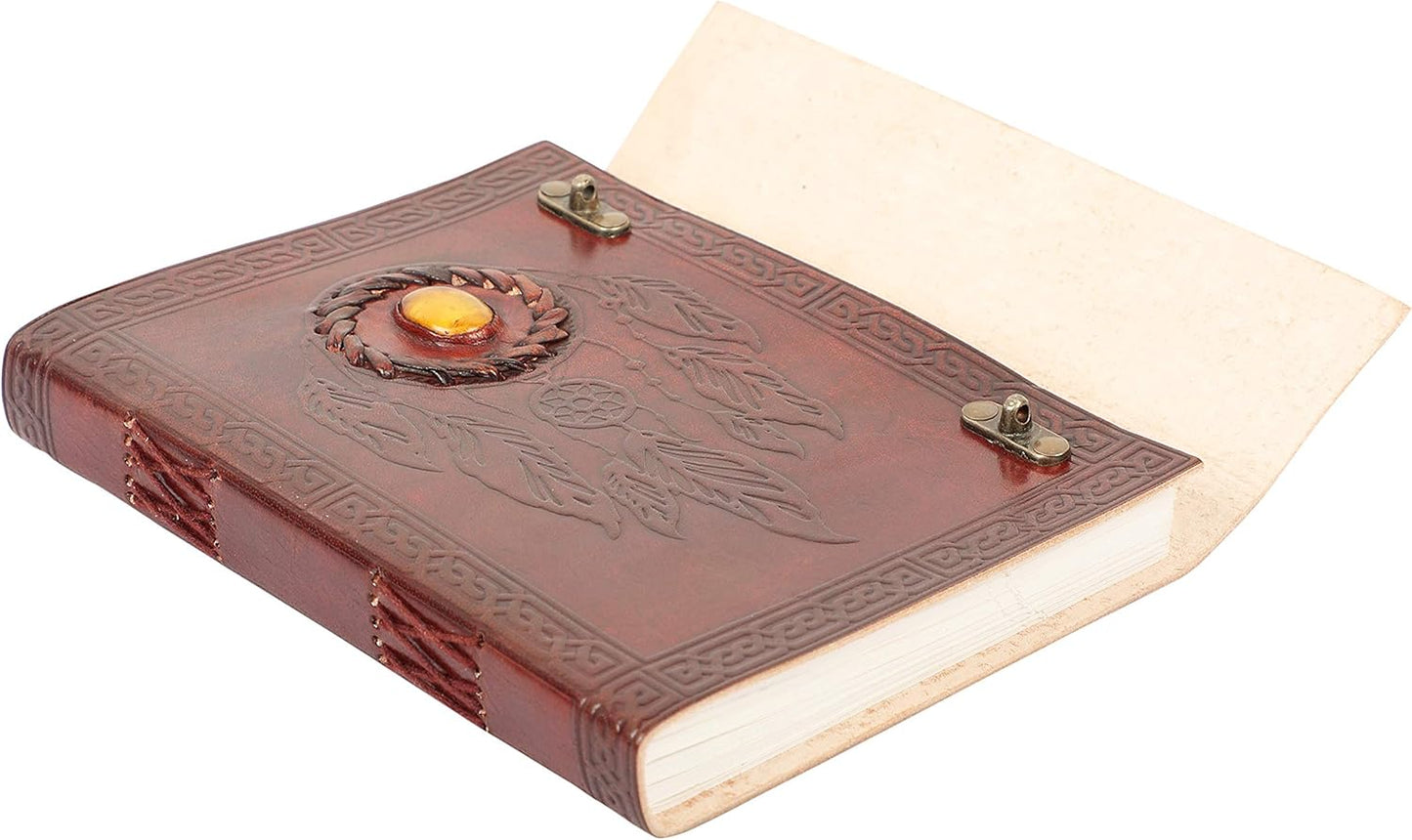 OVERDOSE Pankh with Stone/Feather with Stone Leather Journal 6/8