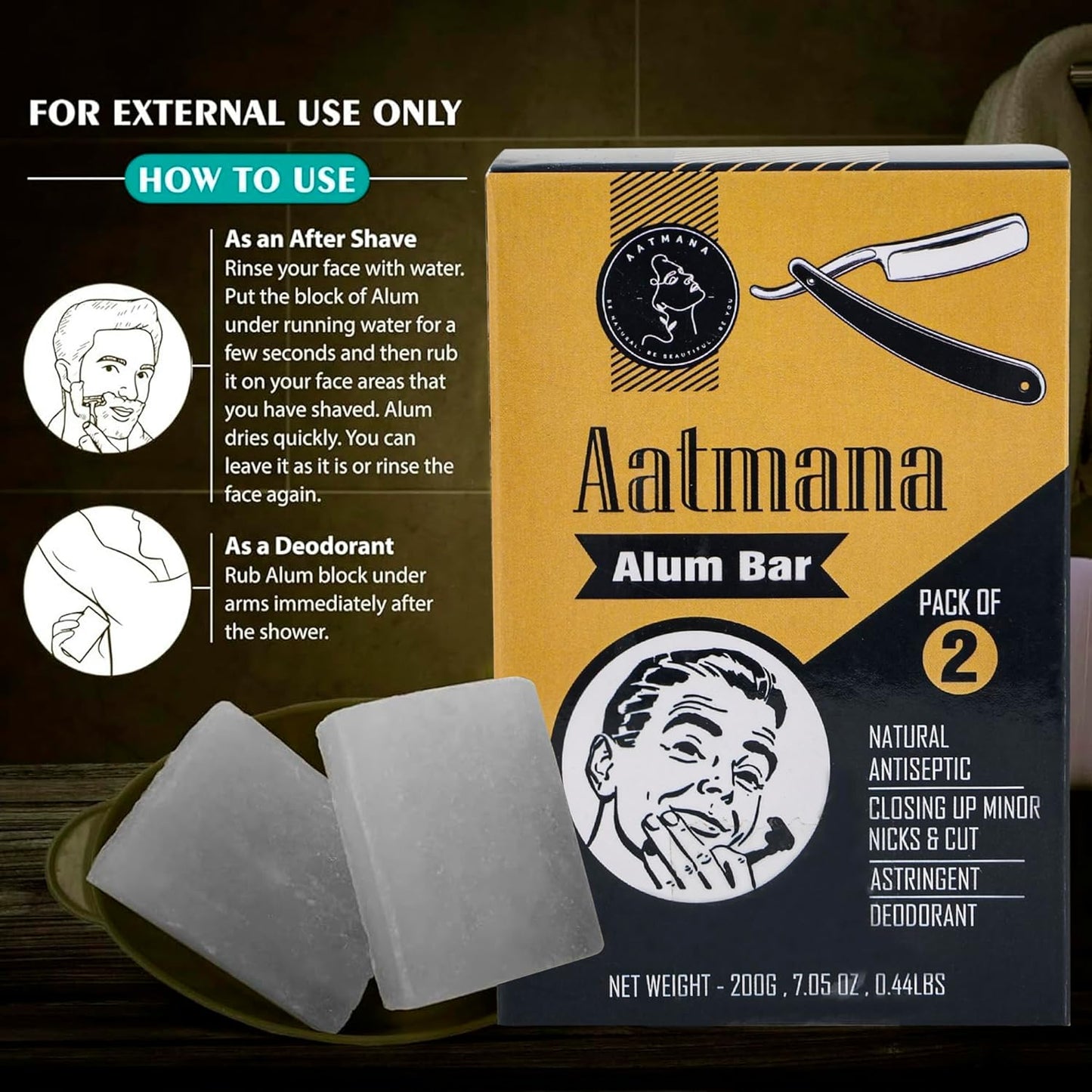 AATMANA Alum Bar Pack Of 2 100gm For Skin