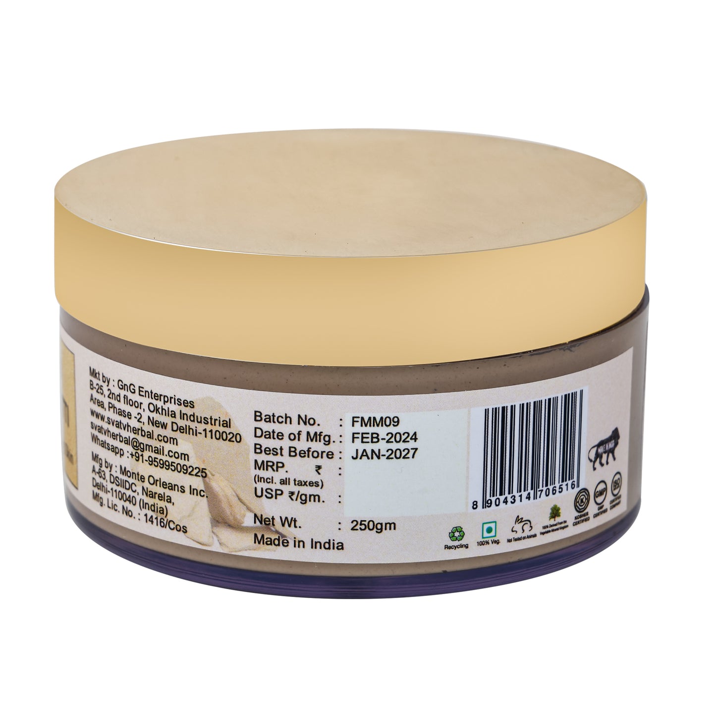 AATMANA Indian Healing Clay Face Pack 250gm For Skin Care
