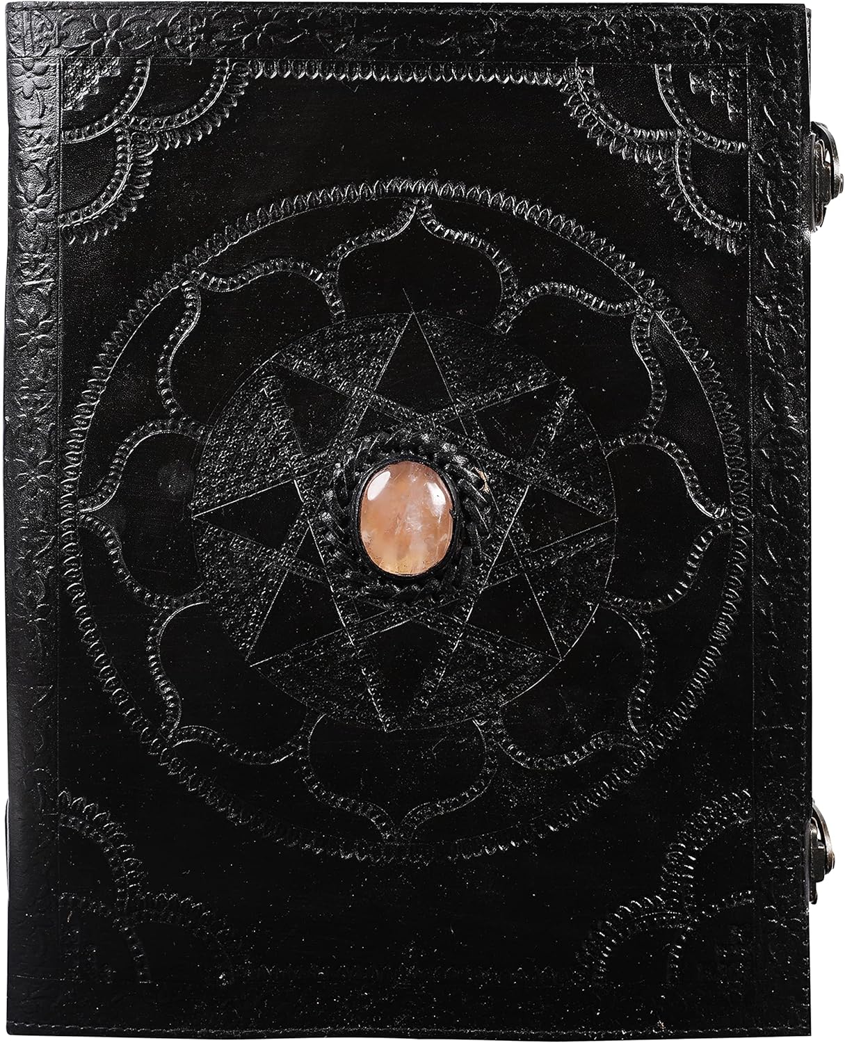 OVERDOSE Black Leather Journal with Hand Embossed Stone 10/13