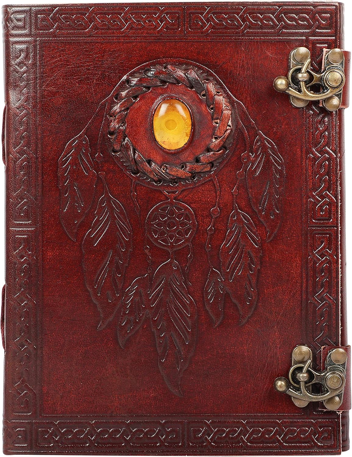 OVERDOSE Pankh with Stone/Feather with Stone Leather Journal 6/8