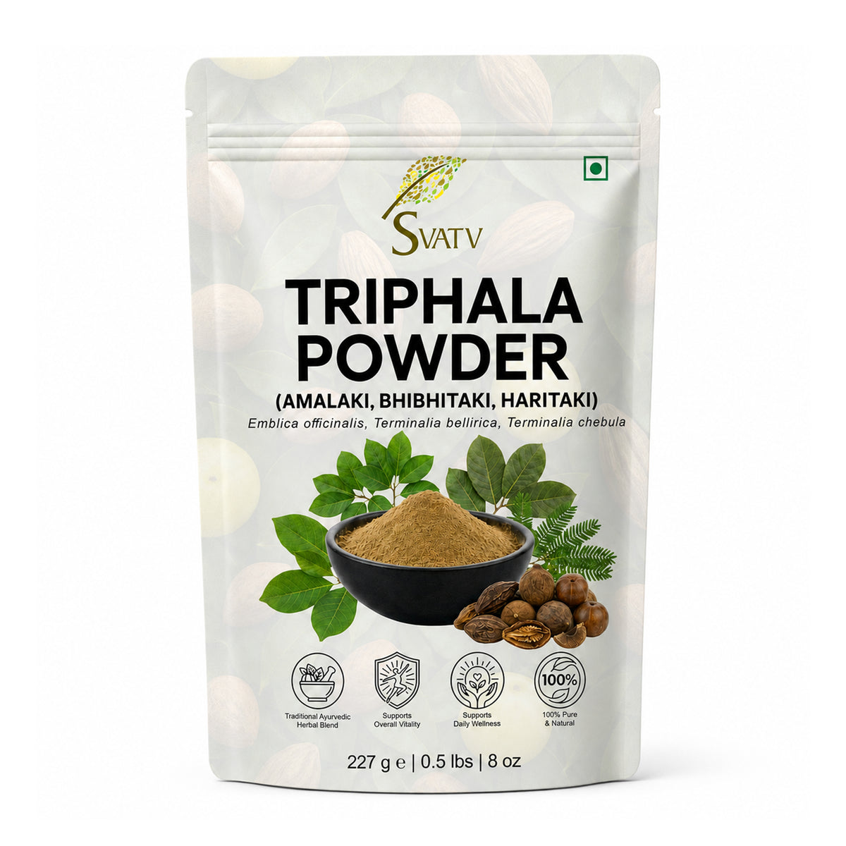 SVATV Triphala Powder 227g Formula of Amla, Haritaki & Bibhitaki – 8 Oz
