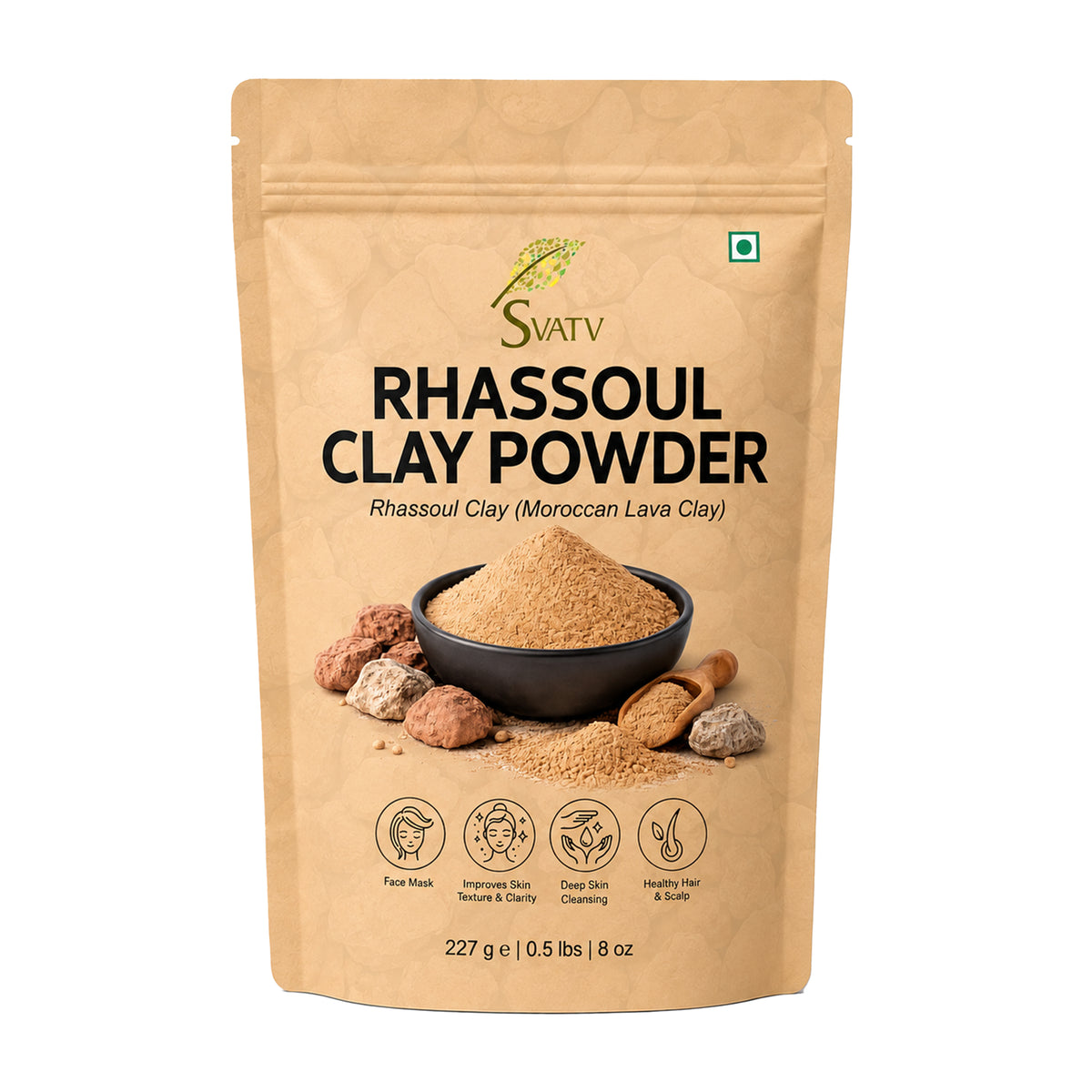 SVATV Rhassoul Clay powder | Ghassoul Clay | For Skin 227gm (8_oZ)