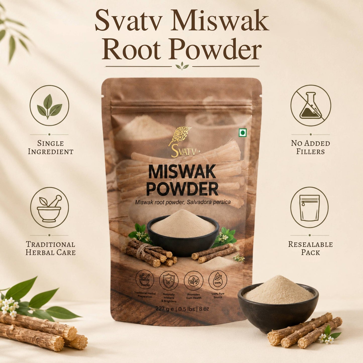 SVATV Miswak Powder 227 Gram (8 Oz)