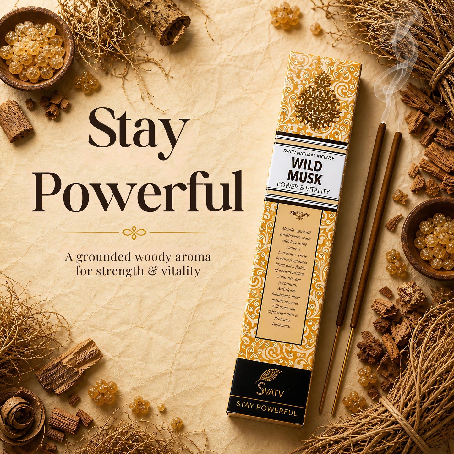 SVATV INCENSE STICK WILD MUSK 15GM (PACK OF 2)
