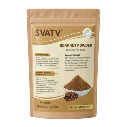 SVATV Soapnut Powder | Reetha | Aritha Powder for Hair Care 227gm (8_oZ)