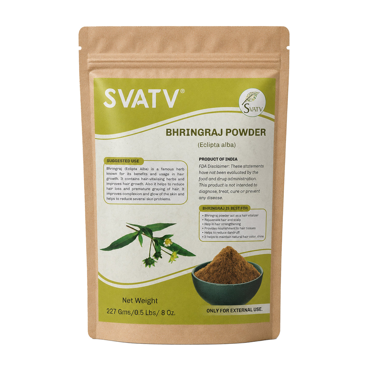 SVATV Natural Bhringraj Powder Hair Care 227gm (8_oZ)