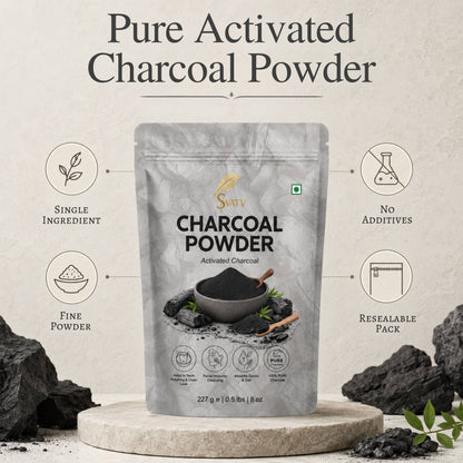 Svatv Activated Charcoal Powder | Cosmetic Grade Fine Powder | Skin and Oral Care Ingredient | Helps Reduce Excess Oil Appearance | Suitable for Face Masks & DIY Beauty Formulations – 227gm