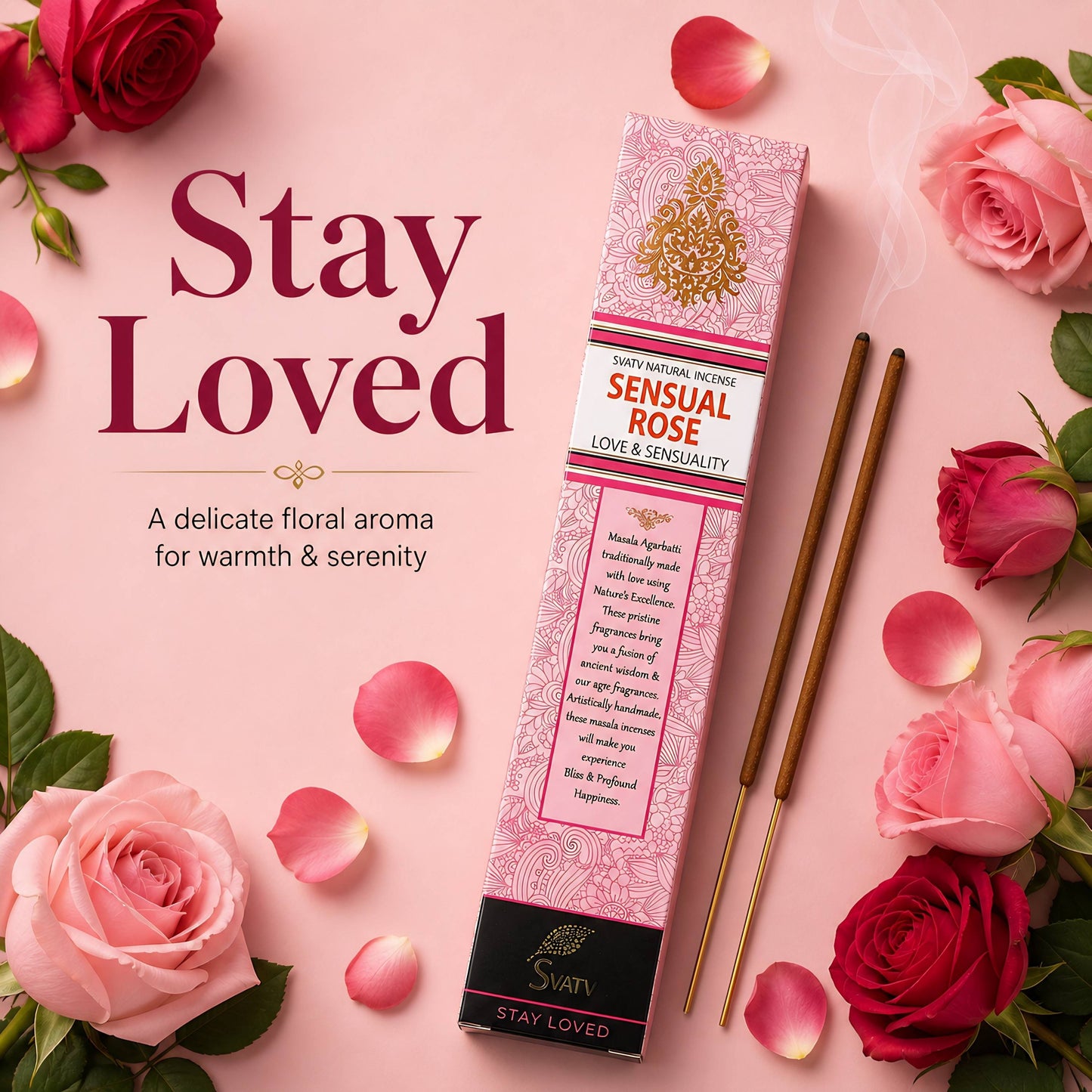 SVATV INCENSE STICK SENSUAL ROSE 15GM (PACK OF 2)