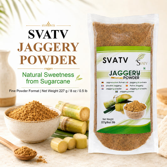 SVTAV Jaggery Powder, Hand-Grinded Gur Powder | Natural Sweetener | 227gm (8oz)