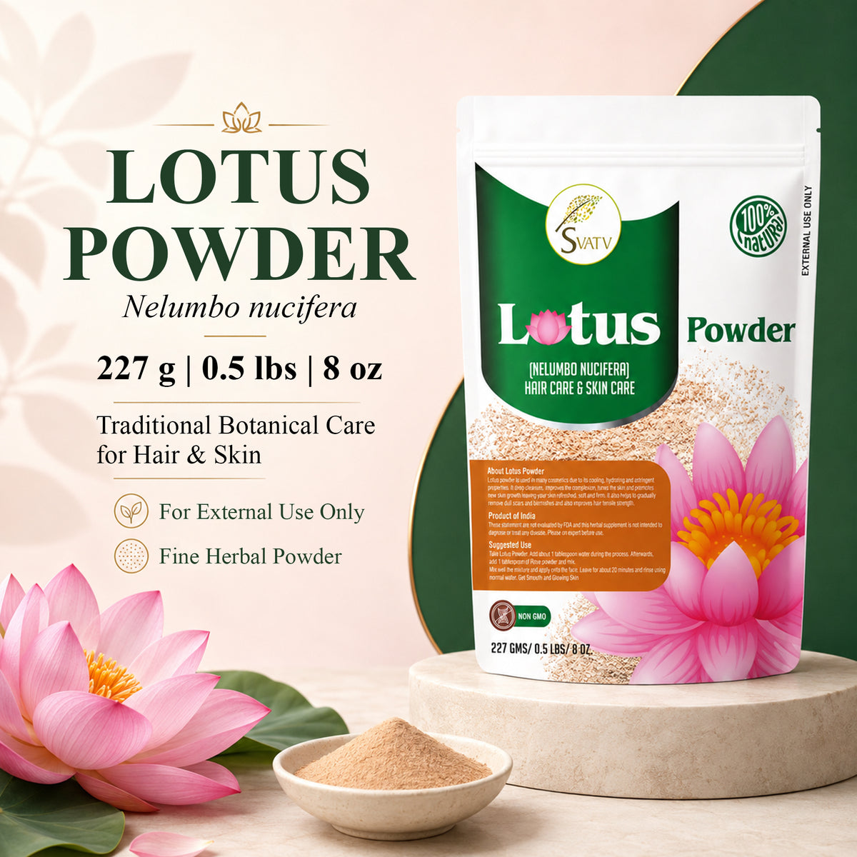 SVATV Lotus Powder 227gm For Skin