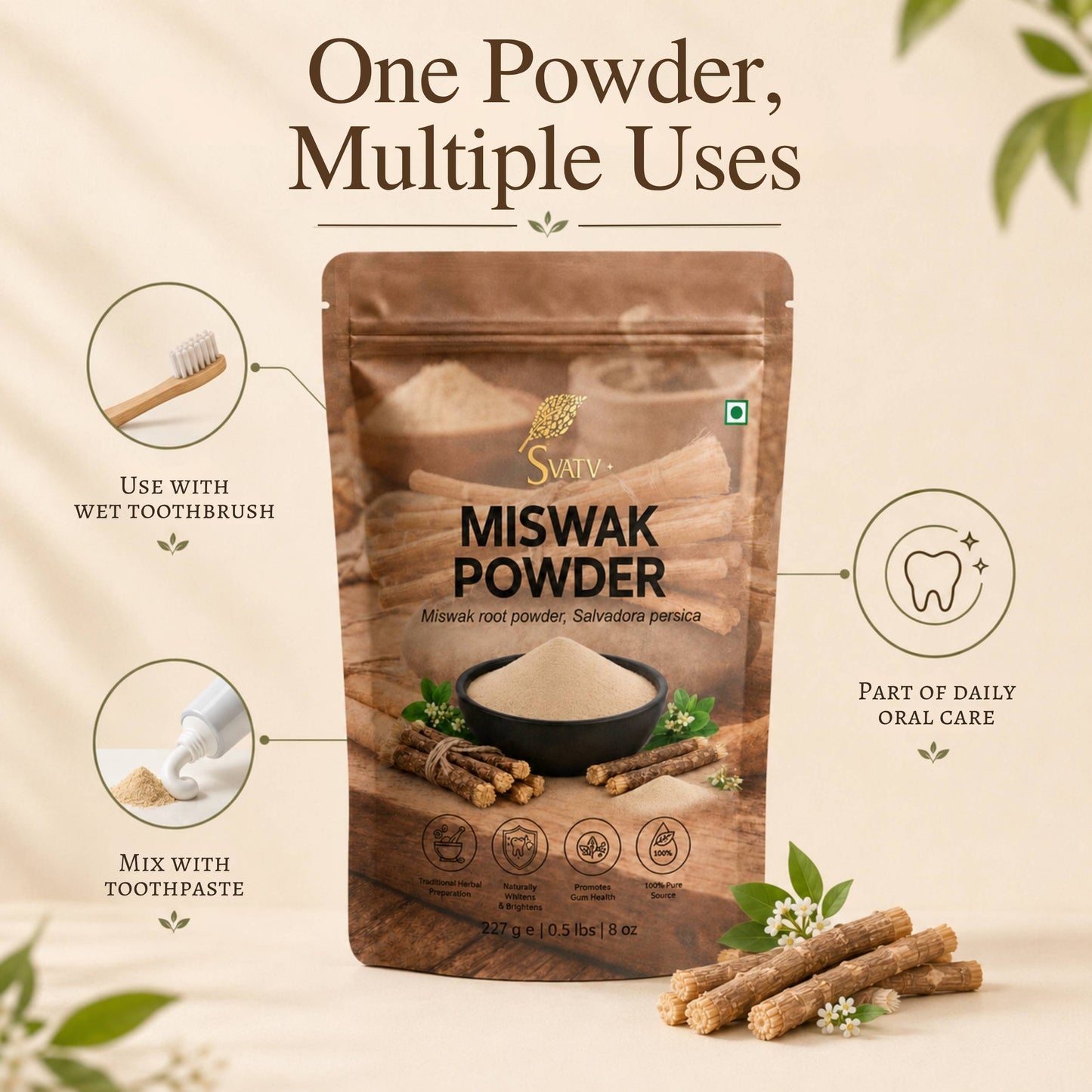 SVATV Miswak Powder 227 Gram (8 Oz)