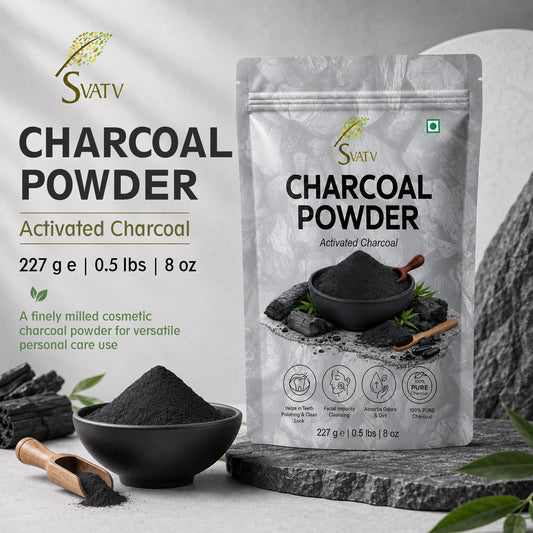 SVATV Activated Charcoal Powder | Cosmetic Grade Fine Powder | Skin and Oral Care Ingredient | Helps Reduce Excess Oil Appearance | Suitable for Face Masks & DIY Beauty Formulations – 227gm
