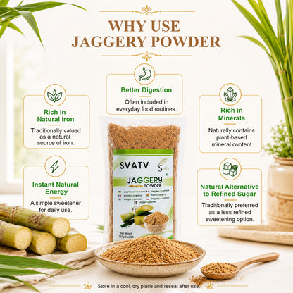SVTAV Jaggery Powder, Hand-Grinded Gur Powder | Natural Sweetener | 227gm (8oz)