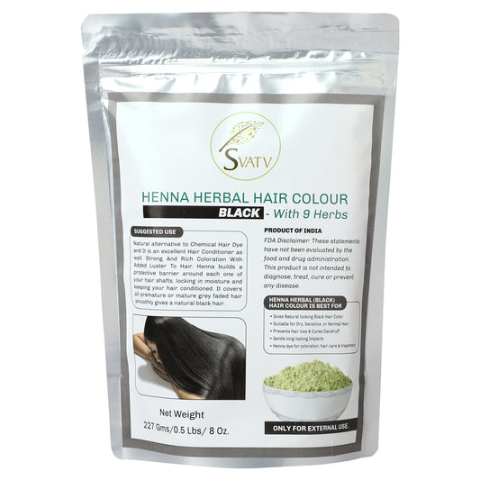 Svatv Henna Black Hair Dye Powder 227Gm (8_oZ)