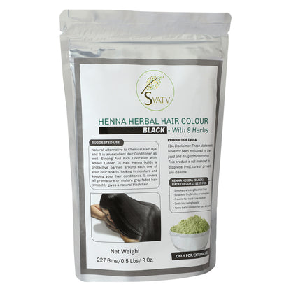 Svatv Henna Black Hair Dye Powder 227Gm (8_oZ)