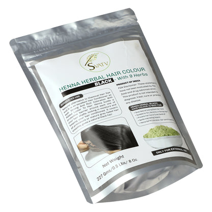 Svatv Henna Black Hair Dye Powder 227Gm (8_oZ)
