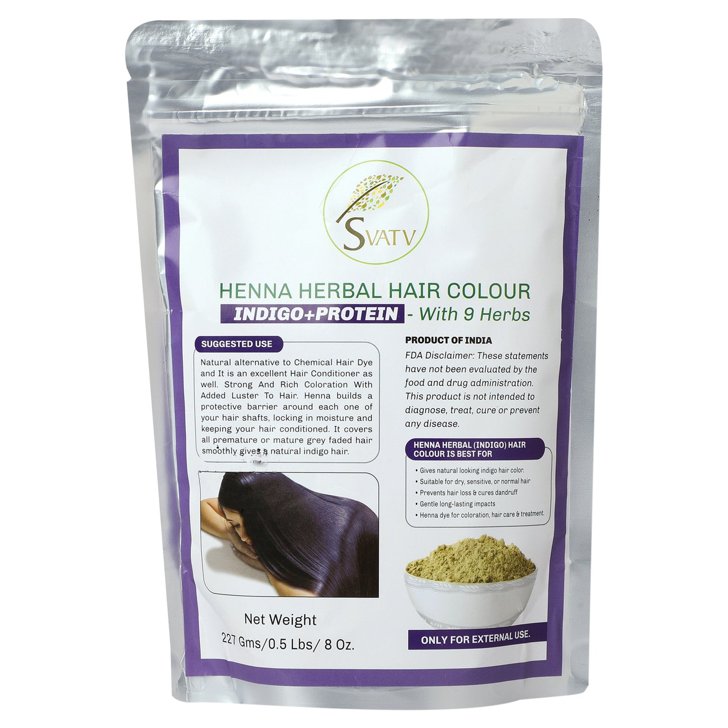 Svatv Indigo Henna Protien For Hair Powder 227gm (8_oZ)