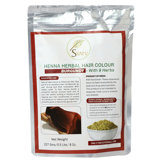 Svatv Henna Burgundy Hair Colour Powder 227gm (8_oZ)