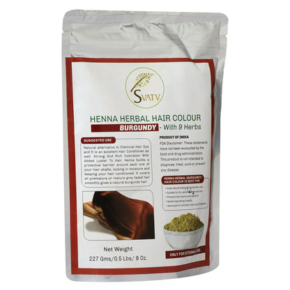Svatv Henna Burgundy Hair Colour Powder 227gm (8_oZ)