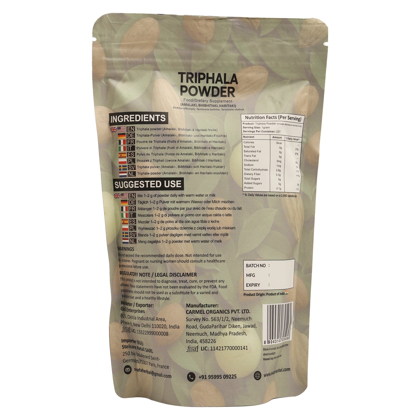 SVATV Triphala Powder 227g Formula of Amla, Haritaki & Bibhitaki – 8 Oz